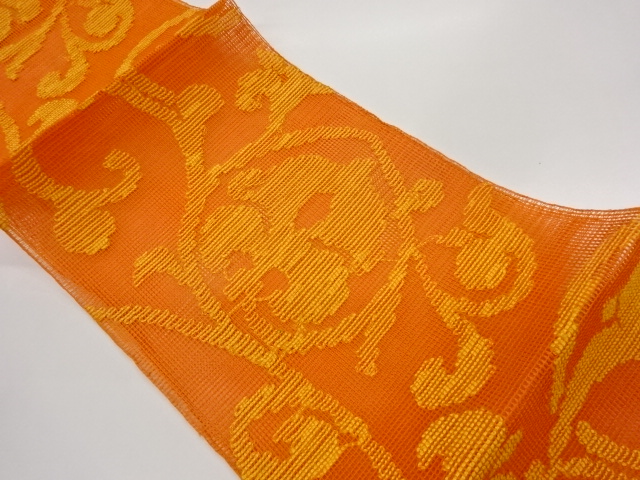 羅抽象花唐草模様織出し名古屋帯